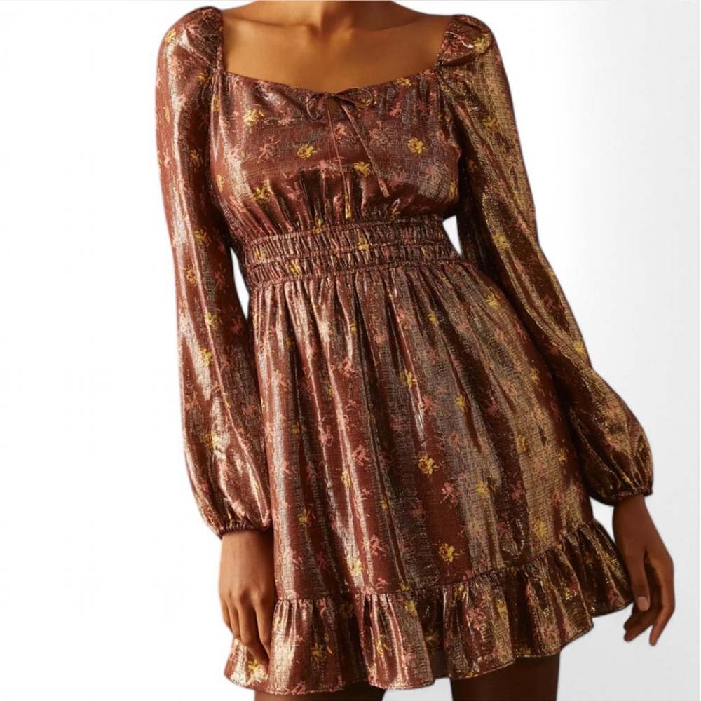 PAIGE  Noah Midi Floral metallic dress New with tags
